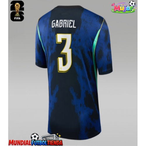 Camiseta Brasil Gabriel Magalhaes #3 Segunda Equipación Replica Mundial 2026 para mujer mangas cortas
